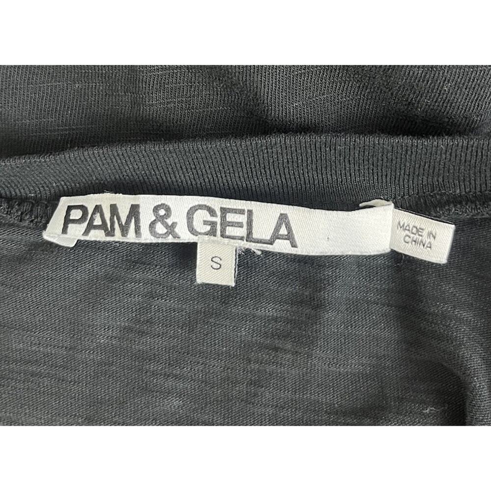 Pam & Gela Shirred Long Sleeve Black Ruched Mini Dress Dark Romantic Size Small - Picture 6 of 7